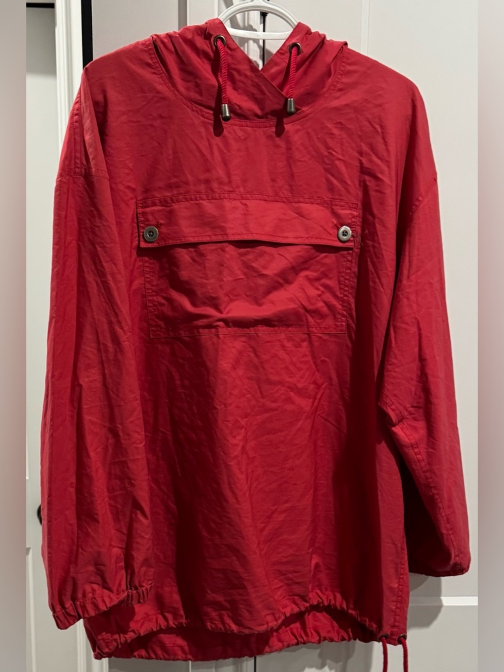 Vintage Jaeger Pink Cotton Anorak | Pullover Hooded Smock | Large Front Pouch XL